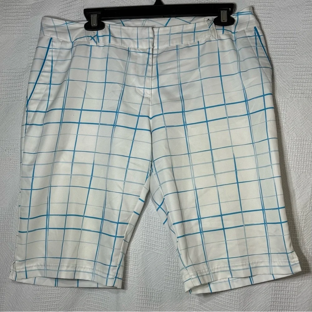 Adidas Climalite Golf Shorts Women’s Size 8 Blue Plaid‎ Athletic Casual Sporty
